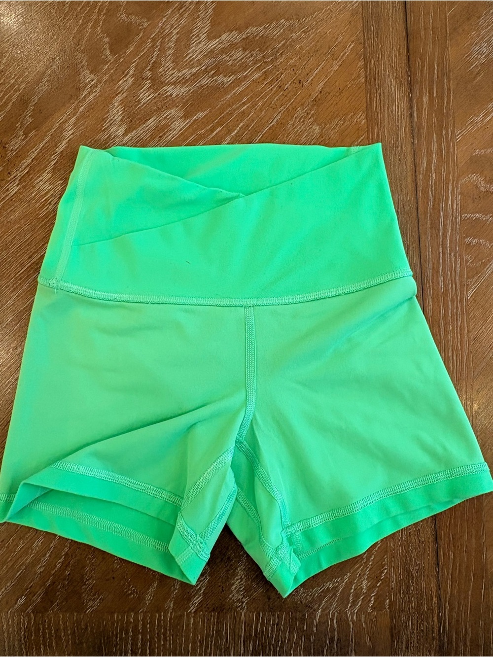 Gymshark High-Waist Crossband Training Shorts in Neon Green